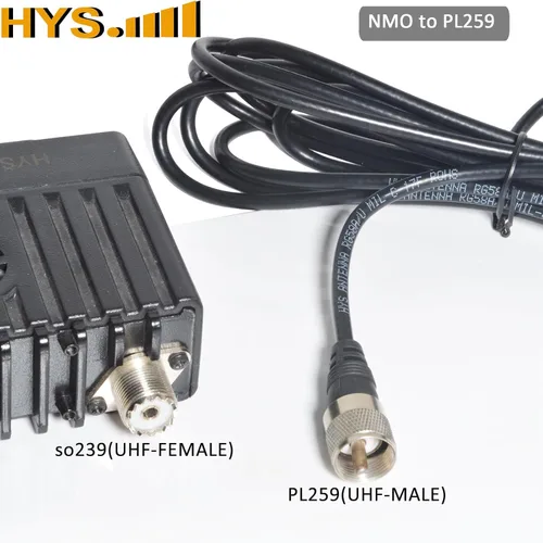 Miniatura 6 de Kit de antena HYS UHF NMO con cable coaxial RG58 de 13 pies y soporte de montaje de taladro Pretuned 150W NMO antenna kit with 13ft PL259 cable