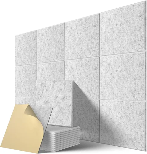 Miniatura 60 de Paquete de 6 paneles acústicos autoadhesivos, paneles de espuma de alta densidad a prueba de sonido de 12 x 12 x 0.4 pulgadas para paredes, paneles