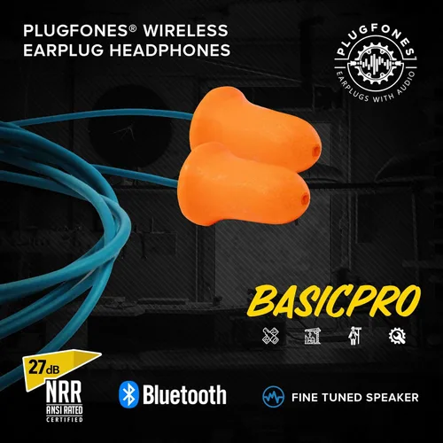 Miniatura 2 de Plugfones Basic Pro - Auriculares Bluetooth con Tapones de Espuma para los Oídos - Protección Auditiva NRR de 27 dB - Auriculares Inalámbricos