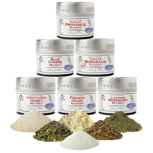Set de regalo de condimentos franceses – Tastes of France – Mezcla de especias artesanales – Paquete de seis – Sin OMG, todo natural, lote pequeño –