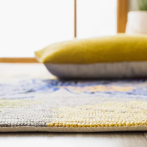 Miniatura 4 de SAFAVIEH Four Seasons Collection FRS468C - Alfombra floral con gancho a mano, 5 x 7 pies, gris/naranja