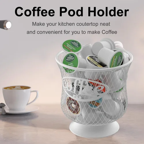 Miniatura 4 de ITHSKUILL Soporte para cápsulas de café, organizador resistente de cápsulas K, almacenamiento de gran capacidad de cápsulas K para cápsulas de Blanco