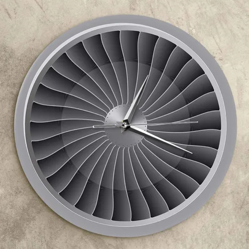 Miniatura 3 de Reloj de pared – 12 pulgadas silencioso sin tictac motor a chorro de turbina ventilador de motor impreso acrílico reloj de pared de avión arte