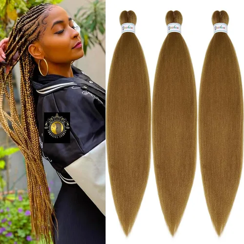 Miniatura 24 de Cabello para Trenzar Naranja Jengibre Pre-Estirado Kanekalo Cabello para Trenzar Pre-estirado 26 pulgadas Extensiones de Cabello Sintético