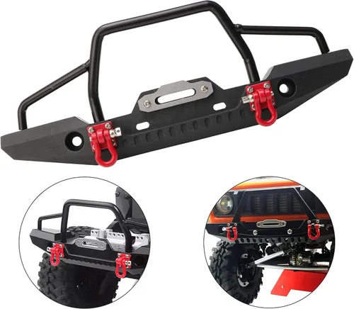 Miniatura 5 de 1/10 RC Metal delantero y trasero Combo W/luces LED grillos de remolque montaje cabrestante asiento remolque enganche para TRX4 SCX10 II 90046 Rock