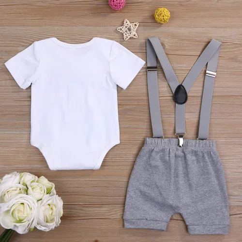 Miniatura 3 de GRNSHTS Ropa divertida de primer cumpleaños para bebé niño, mameluco con pajarita, mameluco para tartas