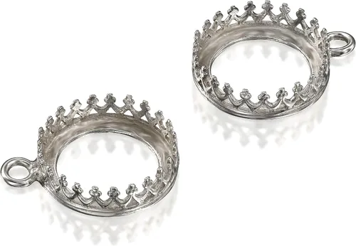 Miniatura 8 de Stera Jewelry Corona redonda de bisel de plata de ley 925 de 0.472-0.709 in con fornituras de bucle