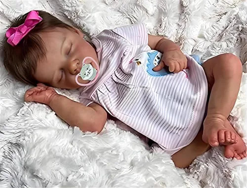 Miniatura 6 de Muñeca realista de bebé Reborn de 18 pulgadas, muñeca de niña recién nacida, vinilo de silicona suave de cuerpo completo, hecho a mano, con juego