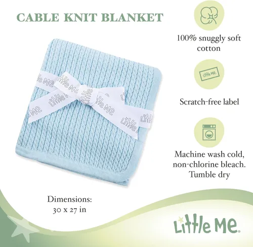 Miniatura 4 de Little Me Recibir mantas, Azul (Blue cable)