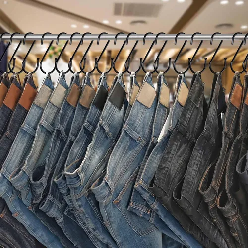 Miniatura 3 de Ganchos negros de metal resistente en forma de S – Paquete de 10 ganchos para colgar ropa o ollas de cocina, armario, jeans, bolsas, utilidad