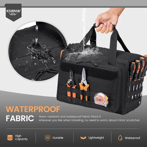 Miniatura 2 de KSIBNW Bolsa de herramientas de 14 pulgadas, organizador de herramientas resistente para hombres, bolsa de mano táctica, bolsa organizadora