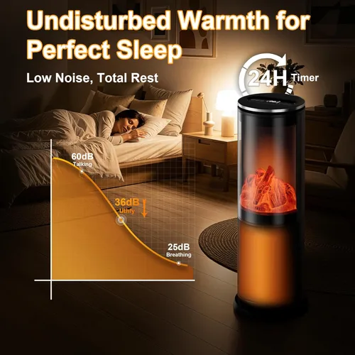 Miniatura 5 de Uthfy Calentador de espacio, 1500 W, eléctrico, portátil, de cerámica PTC, para uso en interiores, con termostato, control remoto, temporizador