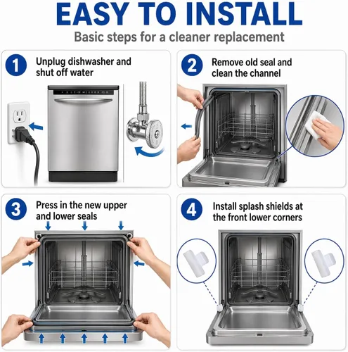 Miniatura 6 de 154827601 Kit de sello de puerta de lavavajillas compatible con lavavajillas Frigidaire Gallery Kenmore Electrolux, incluye junta de puerta inferior