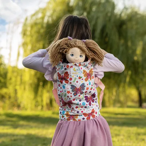 Miniatura 3 de HappyVk Portabebés para muñecas de juguete, portador delantero y trasero para niñas pequeñas, accesorios de muñeca mariposa