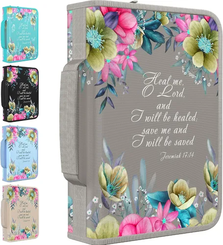 Miniatura 39 de DEHITE Funda para la Biblia para mujer, fundas de tela prémium para la Biblia para niñas, bolsa de transporte para mujer, ranuras para bolígrafos