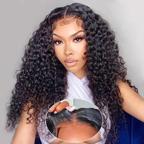 Miniatura 18 de Wear and Go Glueless Wigs Human Hair Pre Plucked Pre Cut 4x4 Lace Front Wigs for Black Women 180% Density Deep Wave Bob Wig Human Hair for Beginners