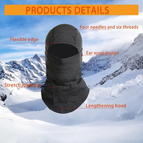 Miniatura 6 de Pasamontañas para clima frío, máscara de esquí, forro polar de invierno, máscara facial térmica para hombres, motocicleta, ciclismo