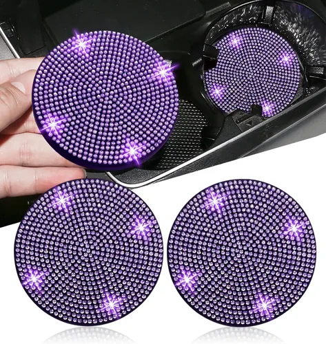 Miniatura 13 de NBTEPEM 2 posavasos de auto con diamantes de imitación, 2.75 pulgadas, antideslizantes, a prueba de golpes, universal, a la moda, para auto