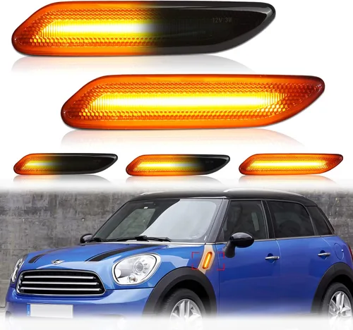 Miniatura 9 de Bestview Conjunto de luz de marcador lateral compatible con MINI Cooper R55 R56 R57 R58 R59 R60 R61 2007-2015, lámparas ámbar de guardabarros