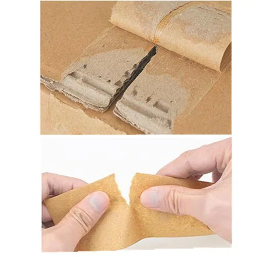Miniatura 2 de Paquete de 2 cintas activadas por agua de 300 pies x ancho 2.4 pulgadas de ancho, cinta de papel kraft reforzada de fibra de vidrio reciclable Marrón