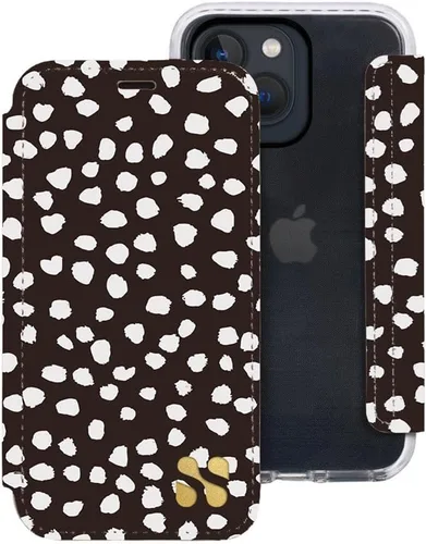 Miniatura 38 de SafeSleeve Funda de piel tipo cartera desmontable para iPhone 14 con bloqueador EMF para teléfono celular con 3 tarjeteros y soporte ajustable