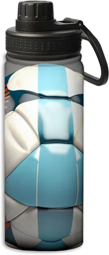 Botella de agua deportiva Argentina de 18 onzas fluidas con diseño de bandera, a prueba de fugas, de acero inoxidable con aislamiento al vacío,