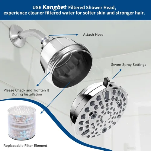 Miniatura 3 de Cabezal de ducha filtrado, cabezal de ducha suavizante de agua, filtro de ducha para eliminar agua dura, reduce las impurezas, cloro y sustancias