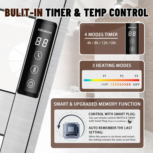 Miniatura 3 de K&KALONZO EL18SL - Toallero térmico de 5 bares, montaje en pared, calor rápido en 2 minutos, EL18SL Brushed, Fast Heat(122°F in 2 Min), Built-in