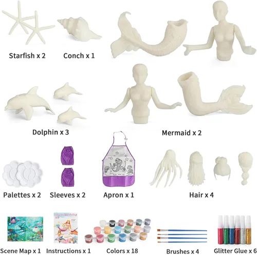 Miniatura 2 de BESTYMXY Kit de pintura de juguetes de sirena, kit de pintura de sirena, juego de arte para niños, juego de arte y manualidades de sirena, juguetes