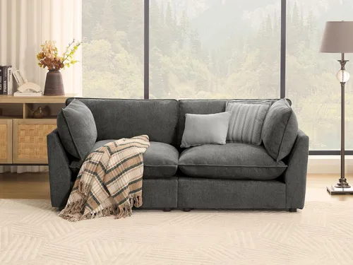 Miniatura 55 de Iroomy Oversized Modular Sectional Sofa, Chenille Cloud Couch, Deep Comfy Seat, 4-Seater Sofas, Couches, Living Room, Beige