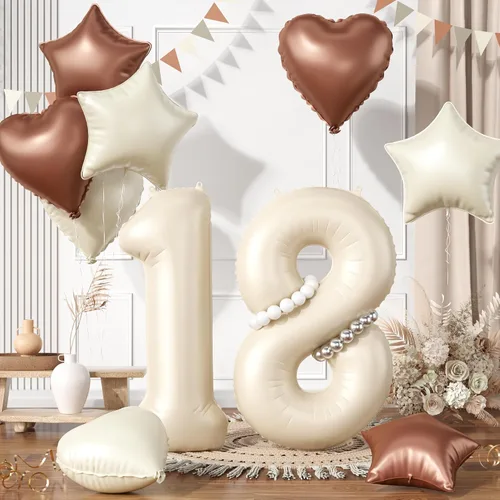 Miniatura 71 de Globos dorados de color champán con el número 11, globos de oro claro, globo de aluminio dorado con forma de corazón con estrella y globo largo