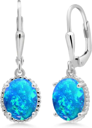 Miniatura 93 de Gem Stone King Aretes colgantes de gota para mujer, plata de ley 925, piedra natal ovalada de 0.354 x 0.276 in, joyería fina, regalos para ella