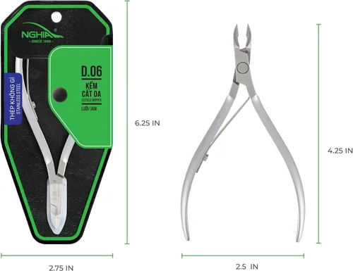 Miniatura 2 de NGHIA Alicate de cutículas D-06 JAW 12 Acero inoxidable Duradero y afilado Diseño ergonómico Chapado en gris Ideal para salones y uso