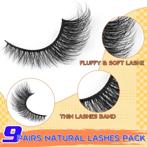 Miniatura 3 de Pestañas naturales de ojo de gato, pestañas postizas wispy de visón que parecen extensiones de pestañas de ojo de zorro, 9 pares por Zegaine