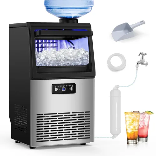 Miniatura 12 de Máquina comercial para hacer hielo en pepitas con contenedor de almacenamiento de 12 libras, 70 libras/24 horas de acero inoxidable debajo