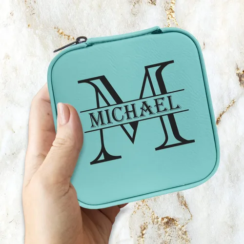 Miniatura 6 de Joyero de viaje personalizado con espejo portátil personalizado opcional, organizador de joyas de cuero sintético, pequeño soporte para anillos