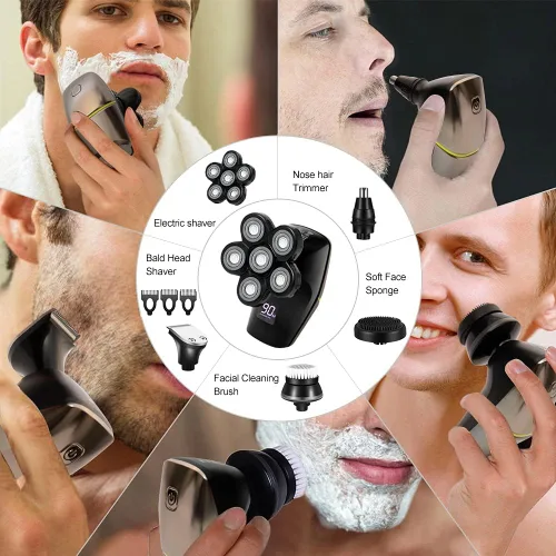 Miniatura 3 de Afeitadoras de cabeza para hombres calvos, afeitadoras de cabeza para hombres calvos, maquinilla de afeitar eléctrica 5 en 1 para hombres