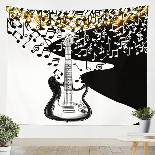 Miniatura 18 de Tapiz de guitarra roja, arte para colgar en la pared con música Hip Pop, decoración de habitación del hogar, decoración de habitación del hogar, rojo