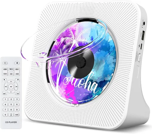 Miniatura 15 de Gueray Reproductor de CD portátil, reproductor de CD Kpop Bluetooth para escritorio con altavoz de sonido de alta fidelidad, radio FM, reproductor