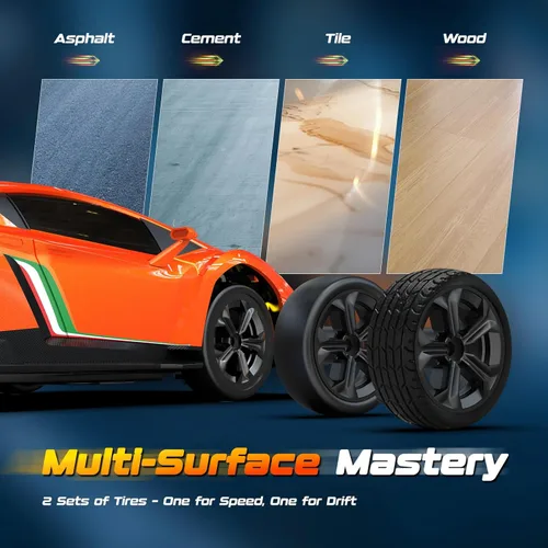 Miniatura 5 de Coche de Control Remoto Lamborghini Juguetes, Coche de Derrape RC con Licencia Oficial 15Km/h con Luz Inferior y Faros, Escala 1:24 2.4GHz, 2