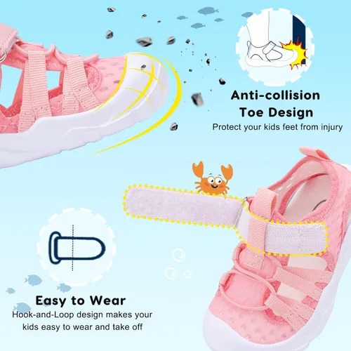 Miniatura 3 de JOINFREE Zapatos de agua transpirables Qucik para niños y niñas, zapatos de agua secos, sandalias deportivas de playa, ligeras, descalzas y flexibles