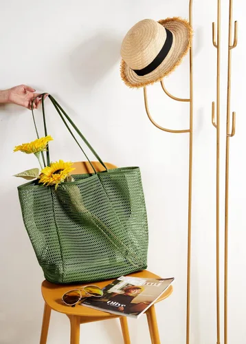 Miniatura 8 de KALIDI Bolso de Mano de Nylon de Playa con Malla, Bolso de Mano Casual Hobo para Mujer, Plegable, MAX 23L, Bolso de Hombro para Playa, Picnic