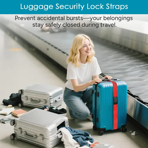 Miniatura 3 de Travel Inspira - Correa para equipaje con candado de combinación conforme a la TSA, ajustable, fácil de usar, protege tu equipaje - Rojo