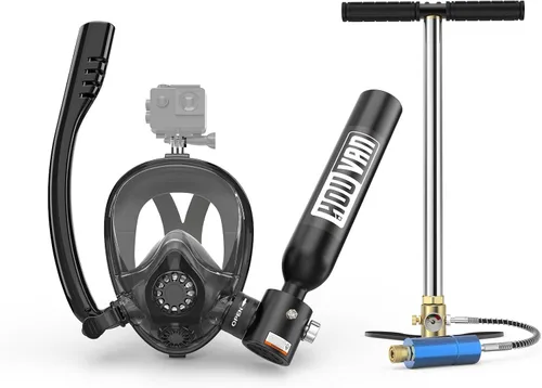 Miniatura 13 de Mini tanque de buceo con máscara de esnórquel 0.5L, tanque de buceo inflable con máscara de cara completa, botella de reserva Pony, tanque de aire