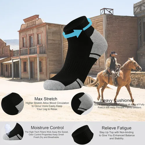 Miniatura 2 de Ortis Calcetines de corte bajo para hombre, cojín de algodón, absorbe la humedad, malla ventilada, entrenamiento para correr