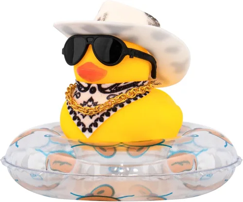 Miniatura 15 de wonuu Decoración de coche de pato de goma, accesorios para automóvil, adorno para tablero de instrumentos con sombrero de vaquero occidental, anillo