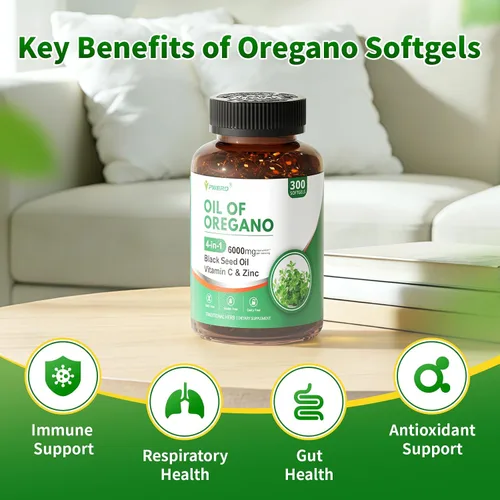 Miniatura 8 de 300 cápsulas blandas de aceite de orégano salvaje Orgánico Aceites de orégano en cápsulas blandas Orgánico con aceite de semilla negra