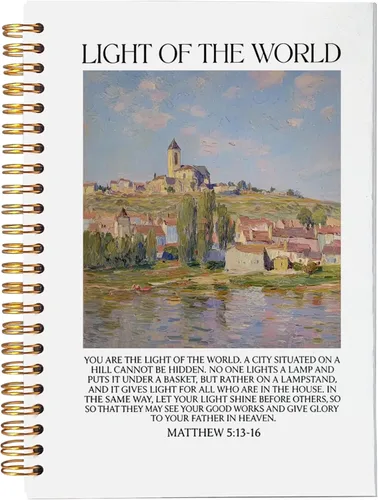 Miniatura 28 de VNWEK Escritura de la Biblia Mateo 5:3-16 Bendito es el pobre en espíritu Huellas de Dios Cuaderno de espiral con diario de 5.5 x 8.3 pulgadas