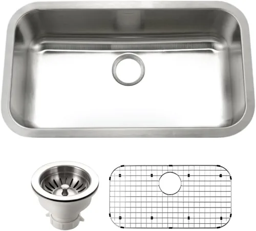 Miniatura 8 de Houzer Eston - Fregadero de cocina de acero inoxidable, fregadero de 32 pulgadas de montaje inferior, duradero y versátil, esencial para el hogar