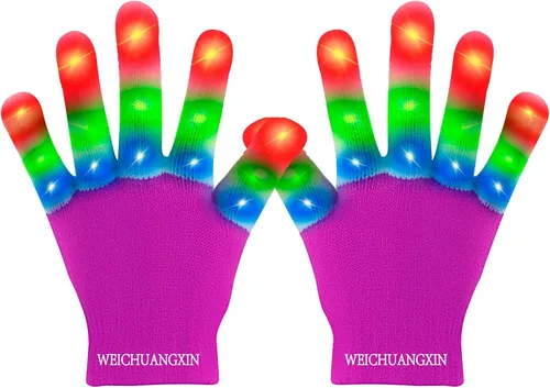 WEICHUANGXIN LED Gloves, Light Up Gloves Finger Lights 3 Colors 6 Modes Flashing LED Gloves Colorful Flashing Gloves Kids Toys for Christmas